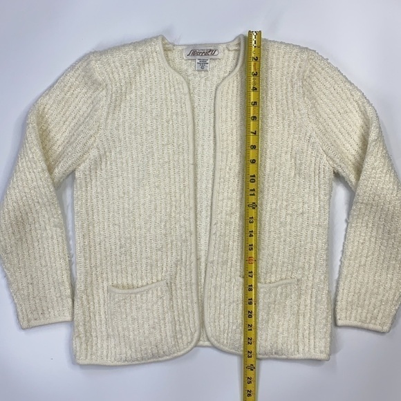 Sideffects Vintage White Open Front Fuzzy Cardigan/Sweater - Picture 3 of 7